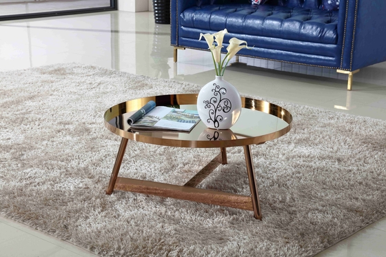 Mesa de centro de brilho de aço inoxidável interior em volta de Rose Gold Living Room Furniture