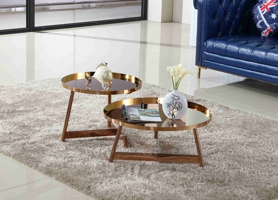 Mesa de centro de brilho de aço inoxidável interior em volta de Rose Gold Living Room Furniture