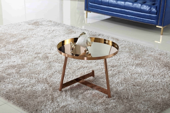 Mesa de centro de brilho de aço inoxidável interior em volta de Rose Gold Living Room Furniture