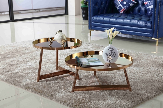 Mesa de centro de brilho de aço inoxidável interior em volta de Rose Gold Living Room Furniture