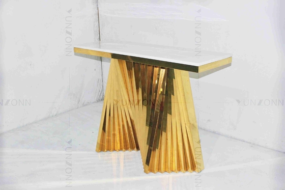 Tabela lateral chapeada do teste padrão da saída ouro de mármore oco que cinzela armários de armazenamento do projeto