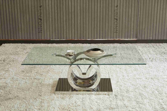 As gaivotas projetam a mesa de jantar de vidro moderna luxuosa da parte superior ajustaram a prata de aço inoxidável do quadro baixo de 4 Seater