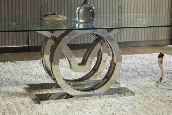 As gaivotas projetam a mesa de jantar de vidro moderna luxuosa da parte superior ajustaram a prata de aço inoxidável do quadro baixo de 4 Seater
