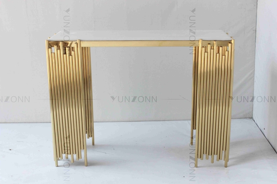 Mobília luxuosa moderna tubular branca e do ouro de console da tabela de parede do armário da prateleira