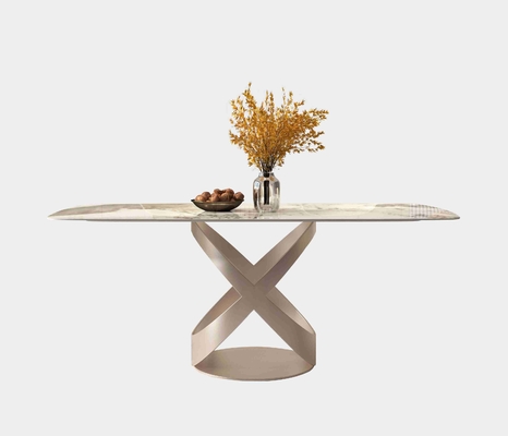 A cadeira de mesa de jantar contemporânea luxuosa ajusta-se com X base inoxidável de Teel