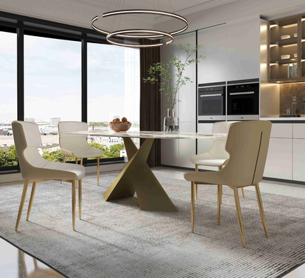 A cadeira de mesa de jantar pequena do apartamento da placa brilhante da rocha ajusta o grupo de bronze luxuoso da sala de jantar da luz moderna nórdica