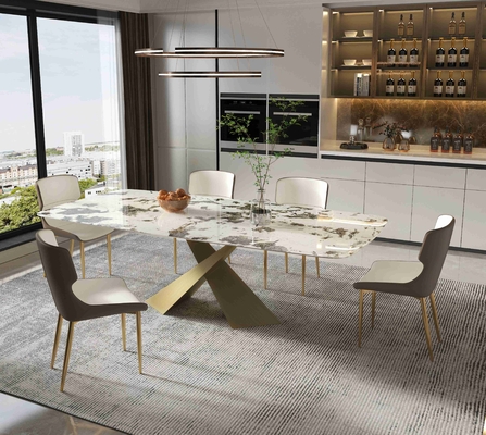 A cadeira de mesa de jantar pequena do apartamento da placa brilhante da rocha ajusta o grupo de bronze luxuoso da sala de jantar da luz moderna nórdica