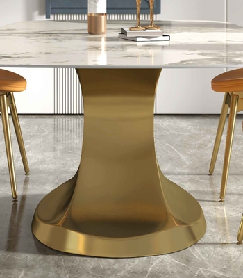 201 sala de visitas baixa dada forma da mesa de jantar 6 da coleção do ouro seater luxuoso de aço inoxidável