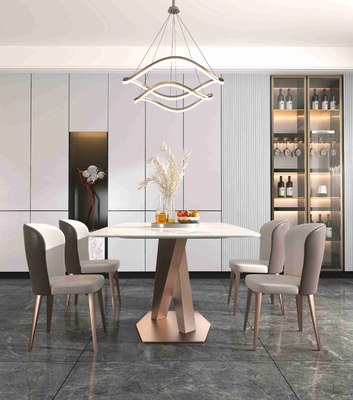Claramente X quadro de aço inoxidável da parte superior moderna luxuosa baixa do mármore das mesas de jantar 6 8 Seater