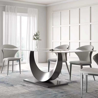 A cadeira de mesa de jantar retangular moderna ajusta o grupo de jantar superior de mármore nórdico