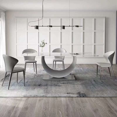 A cadeira de mesa de jantar retangular moderna ajusta o grupo de jantar superior de mármore nórdico