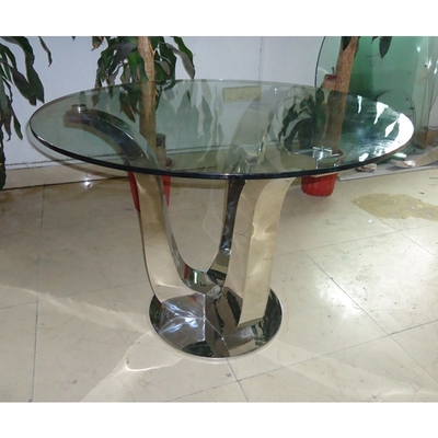 Mesa de jantar superior de vidro moderna luxuosa de prata das mesas de jantar D150XH75 do encanto antigo