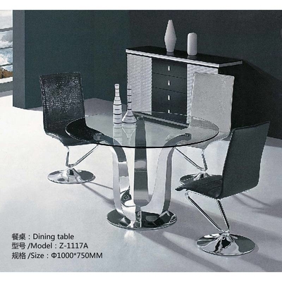 Mesa de jantar superior de vidro moderna luxuosa de prata das mesas de jantar D150XH75 do encanto antigo