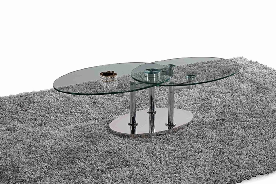 A mesa de jantar oval de vidro moderna de dobramento moderou o quadro de aço inoxidável de vidro L200xW100xH75cm