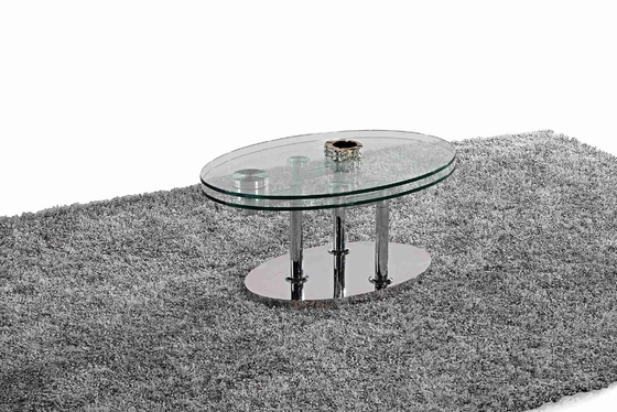 A mesa de jantar oval de vidro moderna de dobramento moderou o quadro de aço inoxidável de vidro L200xW100xH75cm