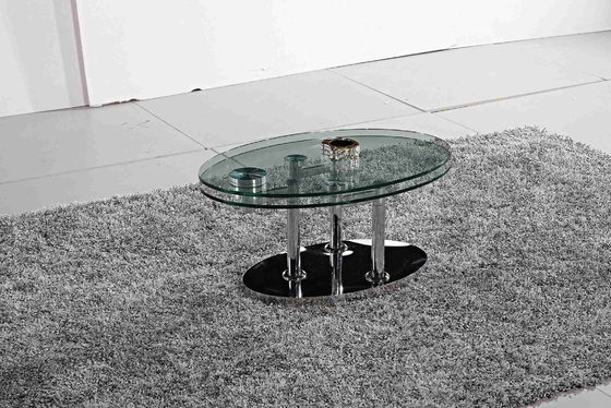 A mesa de jantar oval de vidro moderna de dobramento moderou o quadro de aço inoxidável de vidro L200xW100xH75cm