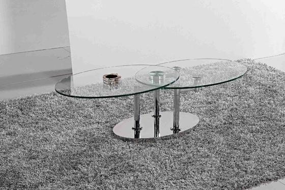 A mesa de jantar oval de vidro moderna de dobramento moderou o quadro de aço inoxidável de vidro L200xW100xH75cm