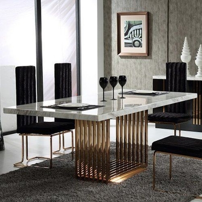 Mesas de jantar retangulares modernas superiores de mármore nórdicas das tabelas de banquete do casamento com cadeiras 50X90X75