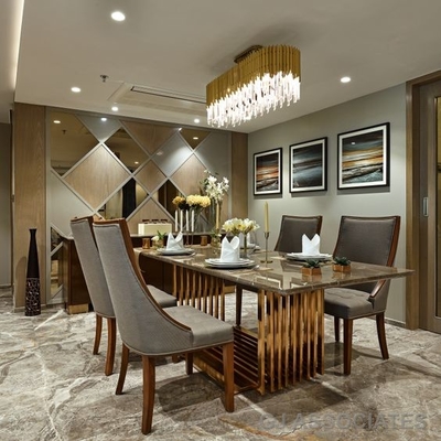 Mesas de jantar retangulares modernas superiores de mármore nórdicas das tabelas de banquete do casamento com cadeiras 50X90X75