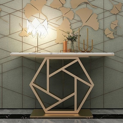 Console luxuoso à moda retangular branco da seta da tabela de chá no ouro 150X45X80