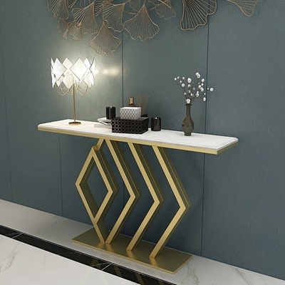 Console luxuoso à moda retangular branco da seta da tabela de chá no ouro 150X45X80