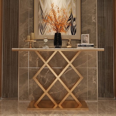 Console luxuoso à moda retangular branco da seta da tabela de chá no ouro 150X45X80