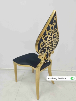 Cadeira de casamento de ouro de luxo empilhável almofada branca