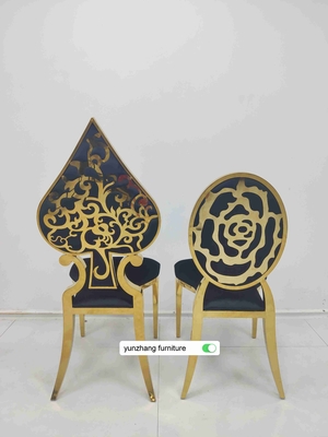 Cadeira de casamento de ouro de luxo empilhável almofada branca