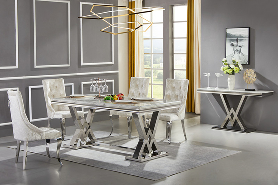 Parte alta de aço inoxidável Luxe moderna de mármore nórdica do restaurante da mesa de jantar do pé