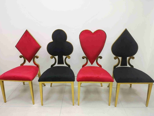 Quadro de aço inoxidável prismático da cor vermelha da cadeira do banquete do casamento do pôquer