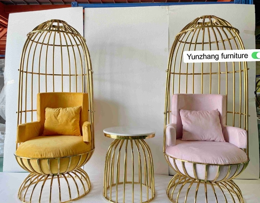 Cadeira confortável do Birdcage do ouro do metal de aço inoxidável para o banquete do hotel