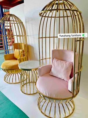 Cadeira confortável do Birdcage do ouro do metal de aço inoxidável para o banquete do hotel