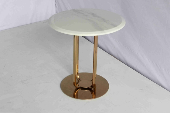 Tabela lateral elegante popular com uso de aço inoxidável da família do mármore do metal baixo