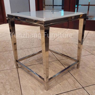 Bom preço Mesa de cama simples SS201 com armação de prata pequena mesa quadrada CBM para quarto on-line