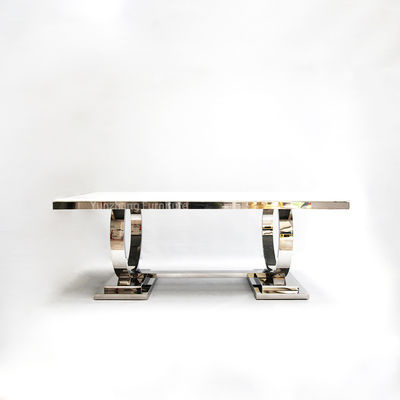 Bom preço Dois círculos alisam o uso de aço inoxidável da família da parte superior 201 modernos do mármore da mesa de jantar on-line