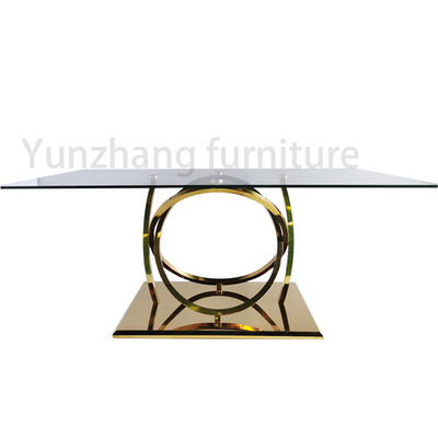 Base de vidro de Ring Bottom Frame Stainless Steel da mesa de jantar da parte superior do hotel do uso da família