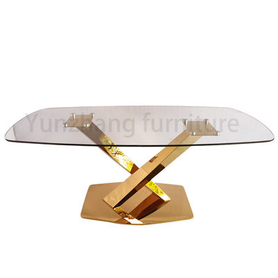 Bom preço Mobília moderada clara da casa da base SS201 da mesa de jantar superior de vidro retangular do projeto on-line