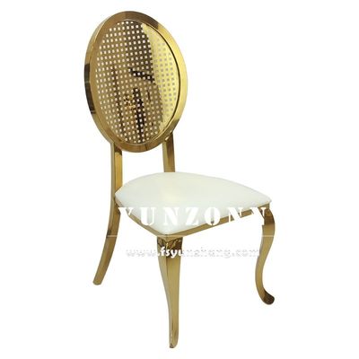 Bom preço Desenho em empilhadeira Luxury Gold Chair de aço inoxidável para eventos de casamento Aluguel de sala de festas on-line