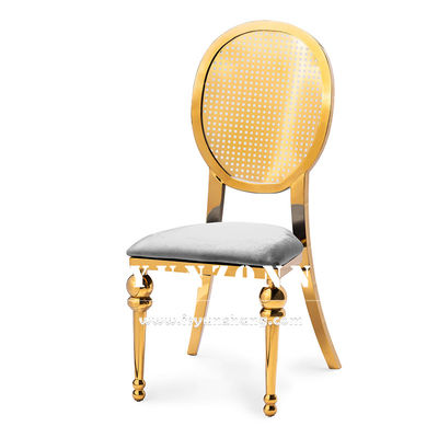 Bom preço Cadeiras de Casamento Douradas de Luxo para o Mercado do Médio Oriente, Mobiliário de Jantar para Banquetes e Festas, Cadeira de Aço Inoxidável Dourada on-line