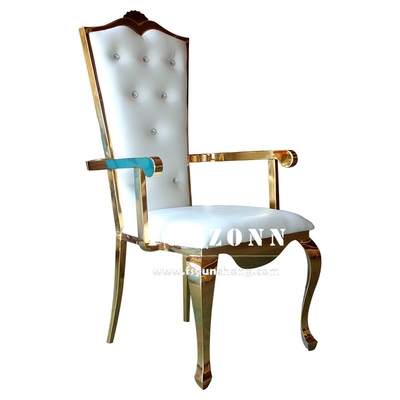 Cadeira de banquete de casamento forte e elegante com moldura dourada para recepção e eventos