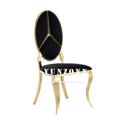 Bom preço Venda quente Benz Design de luxo Mobiliário de refeição de volta Cadeira de banquete de aço inoxidável de ouro para festa de casamento do hotel on-line
