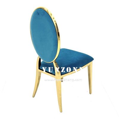 Bom preço Mobiliário moderno de refeição Design de empilhamento Cadeira de sala de estar de hotel Banquete de banquete de aço inoxidável de metal dourado Cadeiras de casamento para sala de festas de evento on-line
