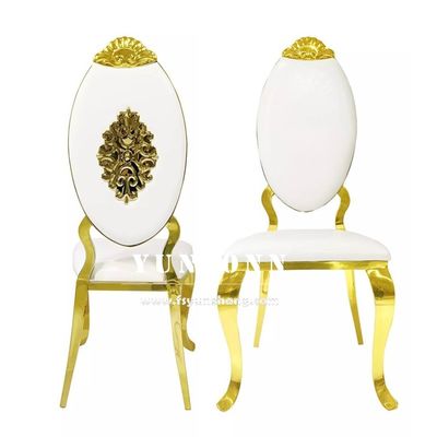 Bom preço Luxo Hotel Restaurante Cadeira de Metal Design Coroa Cadeira Real de Casamento de Aço Inoxidável Dourado on-line