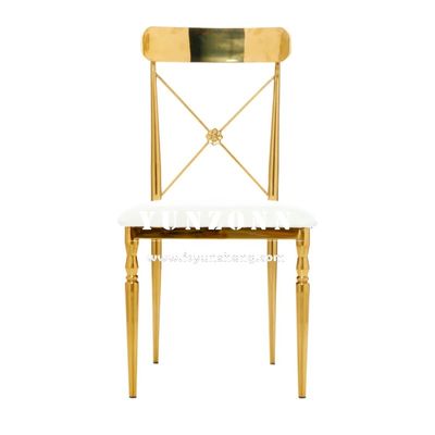 Bom preço Banquete Party Aluguer Hotel de ouro de aço inoxidável Cadeiras de casamento para salão de eventos on-line