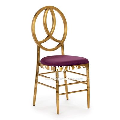 Bom preço Banquete de hotel de aço inoxidável de metal dourado cadeira Phoenix empilhamento evento cadeira de festa cadeira de casamento on-line
