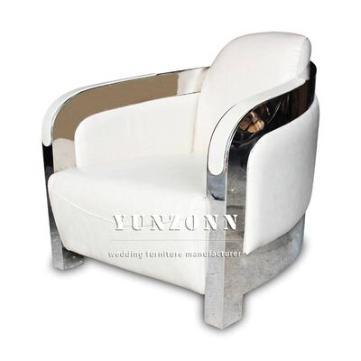 Bom preço Sofá individual estilo nórdico com estrutura em couro e aço inoxidável para mobiliário de sala de estar de hotel on-line