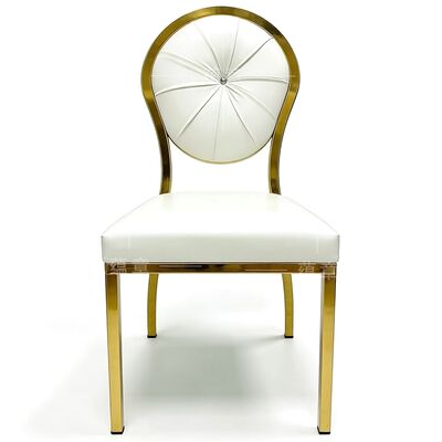 Bom preço Hot Event Round Back Design Gold Party Stainless Steel Hotel Wedding Chair Factory Wholesale Steel Back Chair Hotel Banquete on-line
