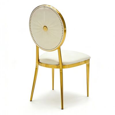 Luxo Cadeira de casamento de aço inoxidável de couro branco PU durável para hotel Restaurante Vila ao ar livre Sala de estar Uso com design moderno