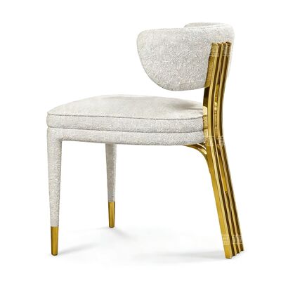 Bom preço Bela cadeira Design de moda Grand Luxury cadeiras de casamento Hotel ouro aço inoxidável Metal jantar cadeira de jantar on-line