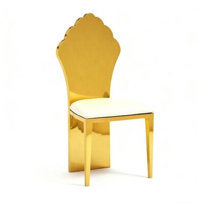 Bom preço Luxo moderno de couro branco ouro de aço inoxidável Rei e Rainha Royal Wedding Chair on-line